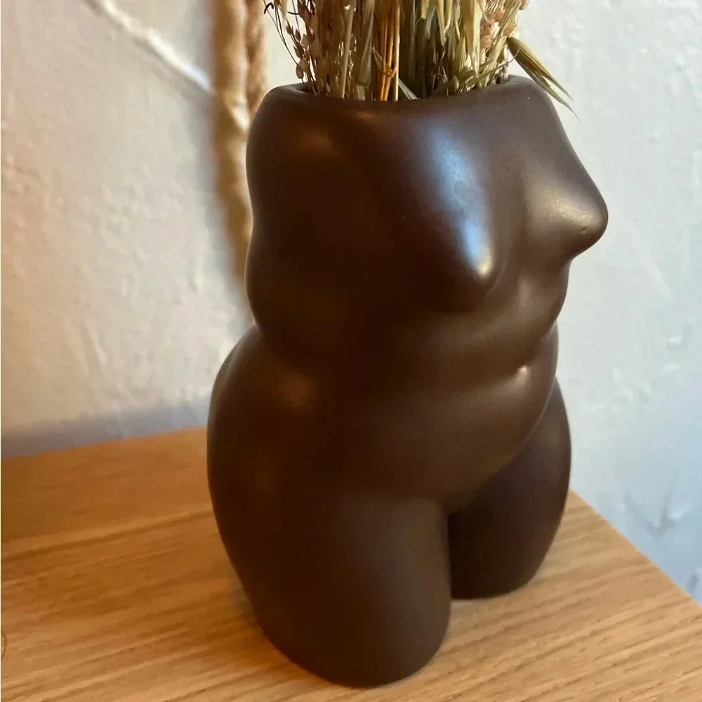 5” Matte Black Female Form Vase - Body Sculpture Modern Decor